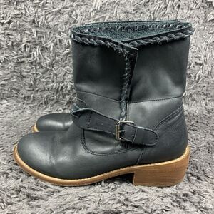 Musse & Cloud Women’s Size 7 Kimber Leather Motorcycle Boots Black Slip On